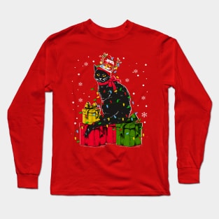 Cat Christmas Lover Light merry Christmas Long Sleeve T-Shirt